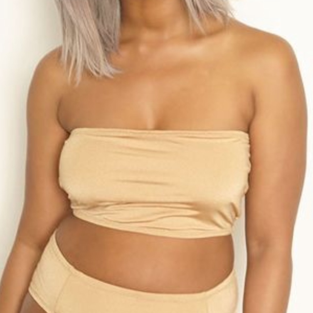 Rebdolls nude bandeau bikini swim top size Large